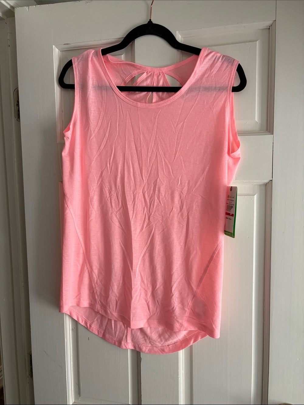 GAIAM Pink Sleeveless Tank with Back Tie Detail
